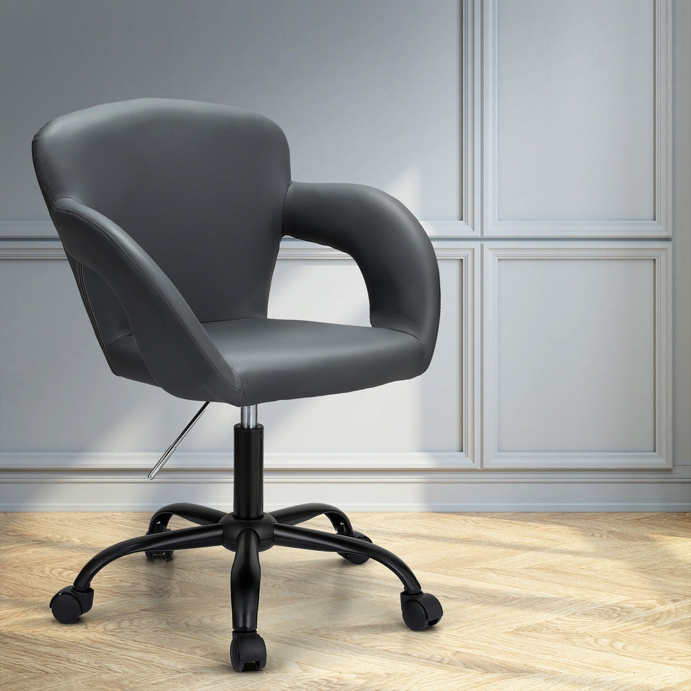 Artiss Mid Back Office Chair with Padded Armrests Grey