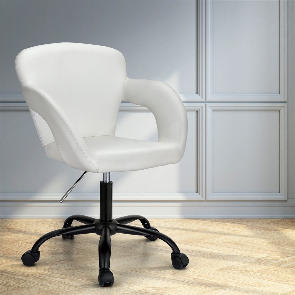 Artiss Mid-Back Office Chair White PU Leather