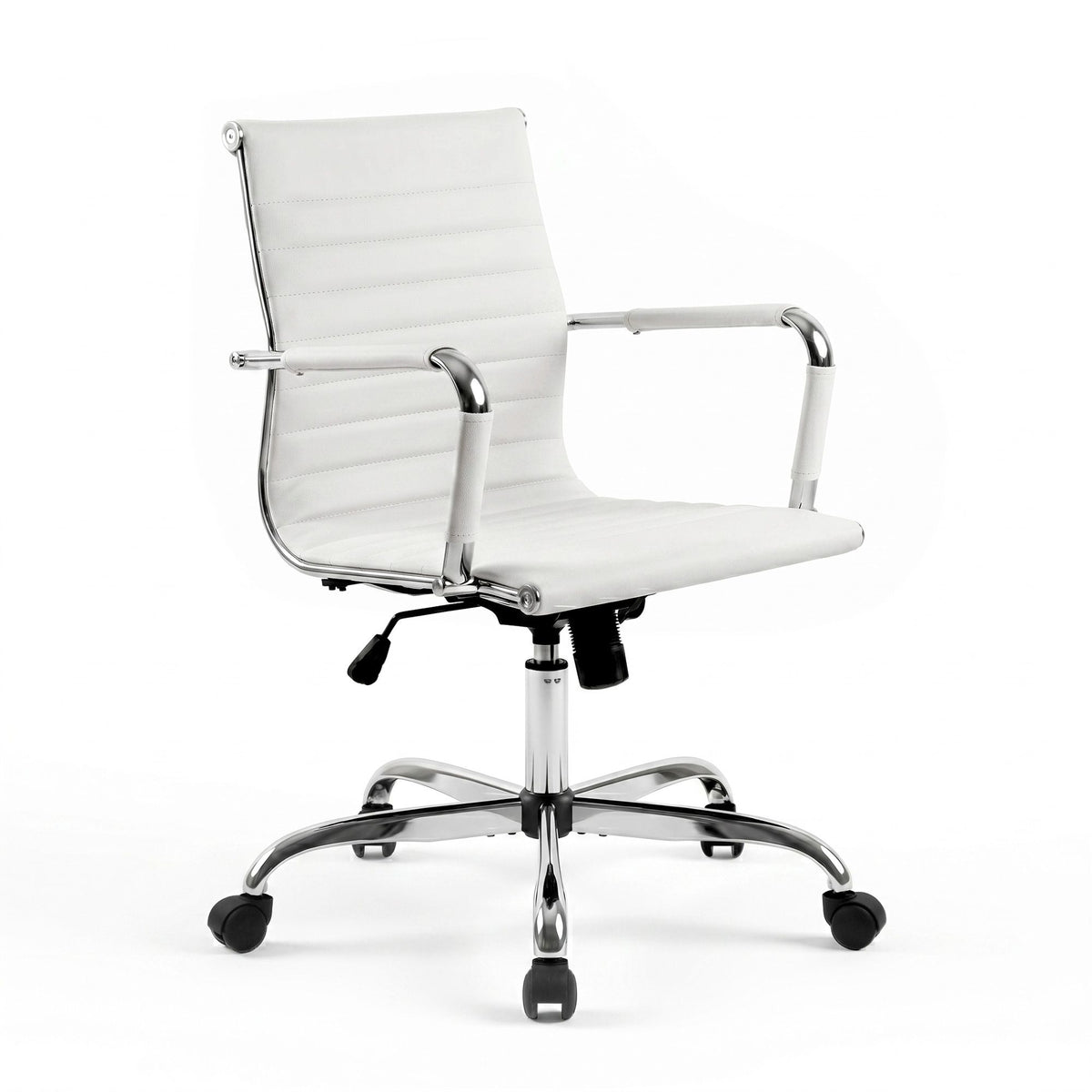 Artiss Office Chair PU Leather Mid Back White
