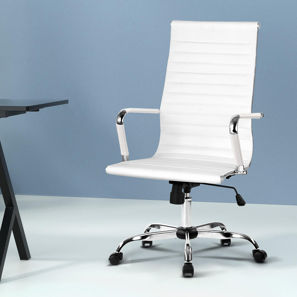 Artiss High Back Office Chair PU Leather White