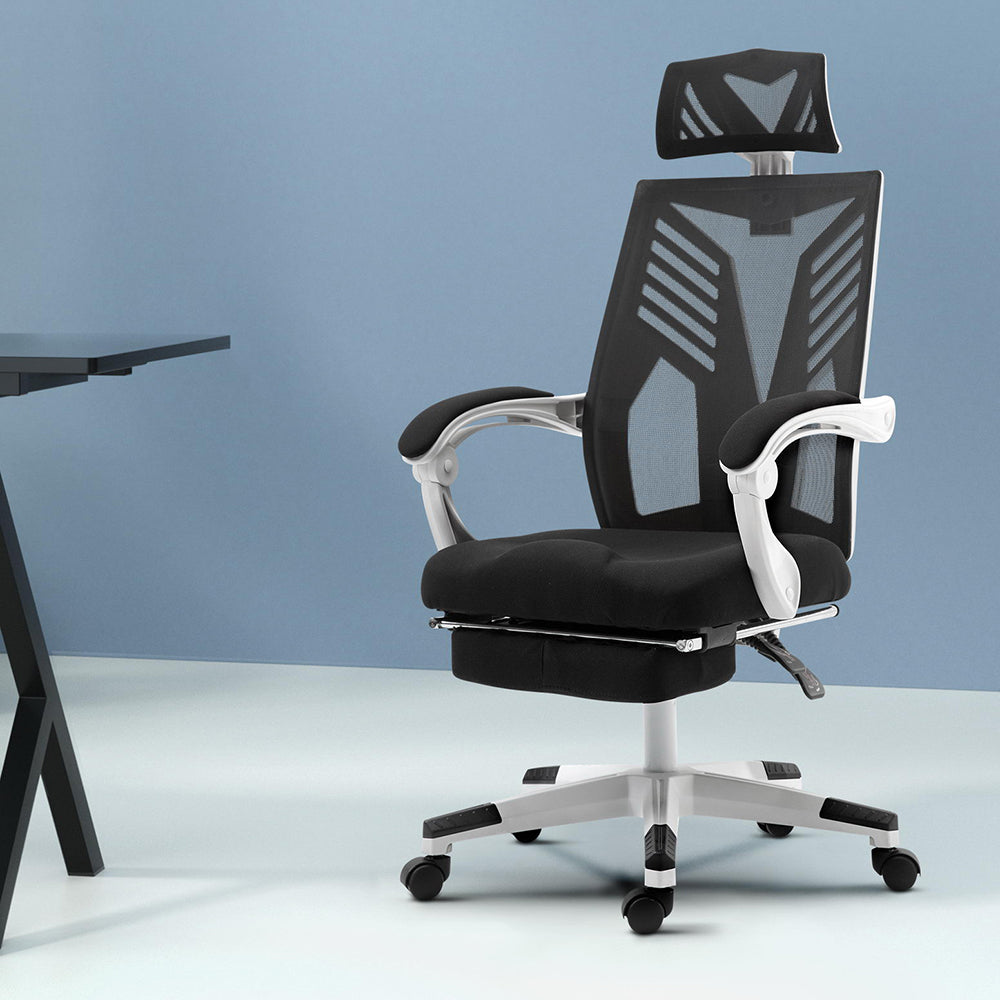 Matrix Recliner Office Chair Black White Mesh
