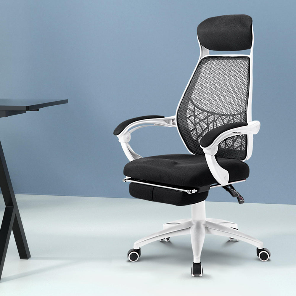 Mosaic Recliner Mesh Office Chair Black White
