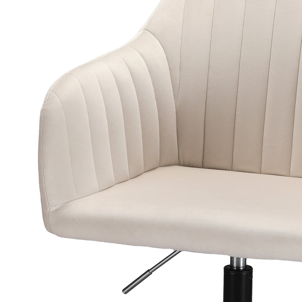 Artiss Velvet Office Chair Cream Adjustable Swivel
