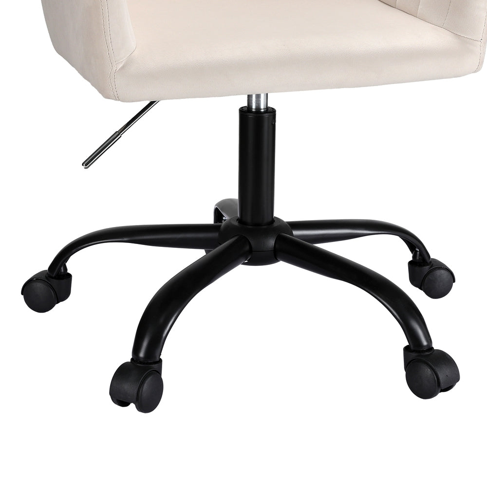 Artiss Velvet Office Chair Cream Adjustable Swivel