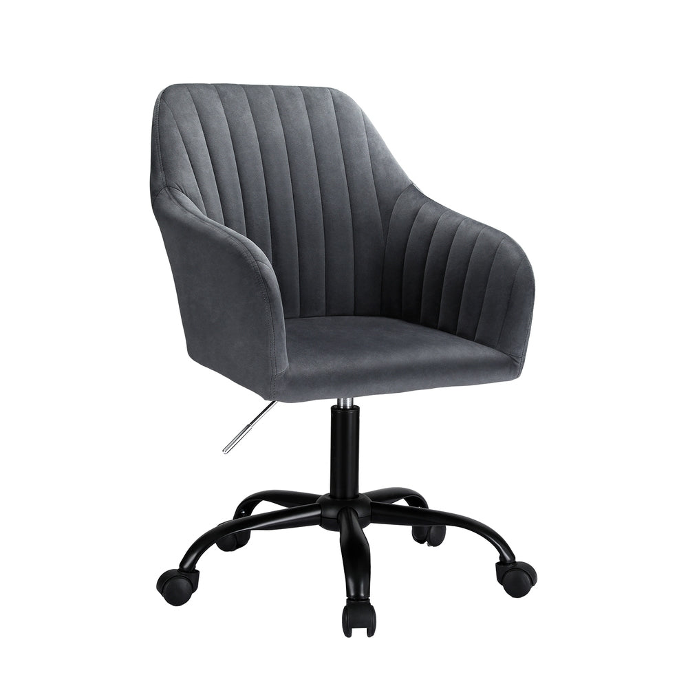 Artiss Velvet Office Chair Dark Grey Adjustable Swivel