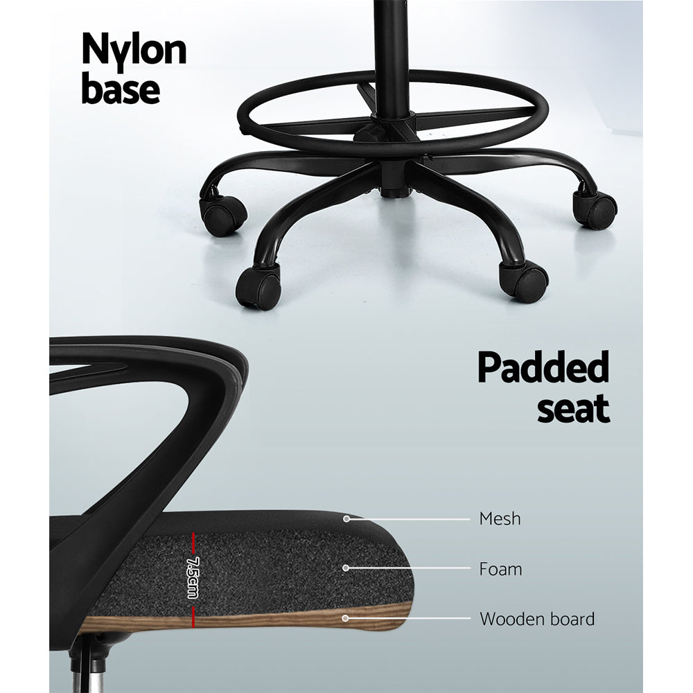 Drafting Stool Office Chair Mesh Black