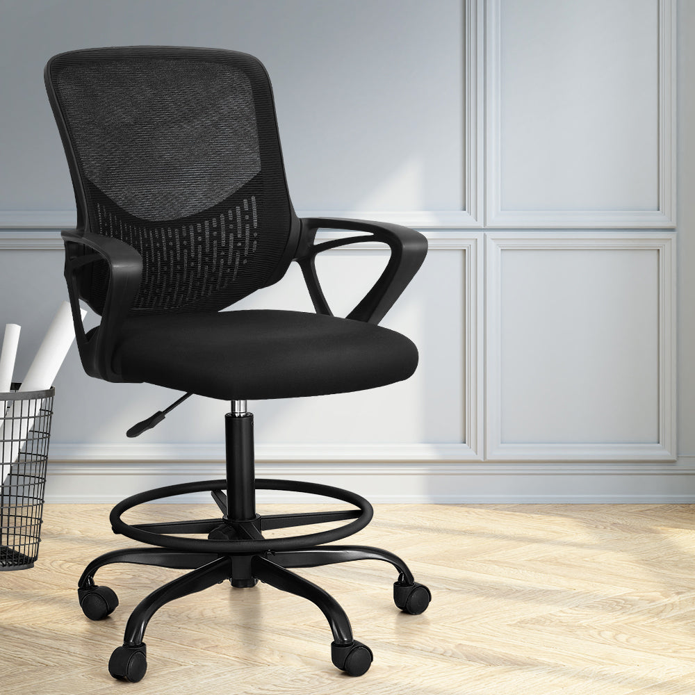 Drafting Stool Office Chair Mesh Black