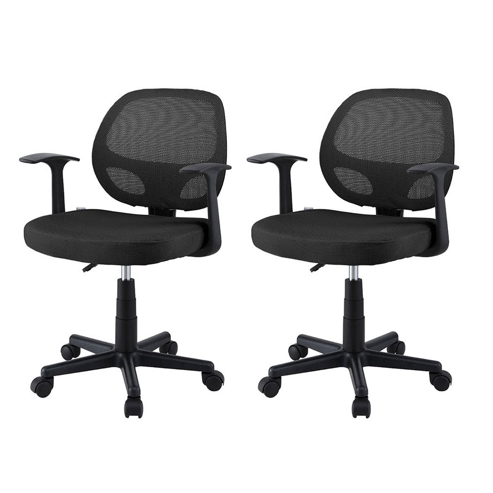 Artiss Mesh Office Chairs Mid Back Black (Set of 2)