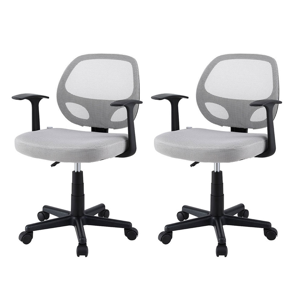 Artiss Mesh Office Chair Pair Mid Back Grey