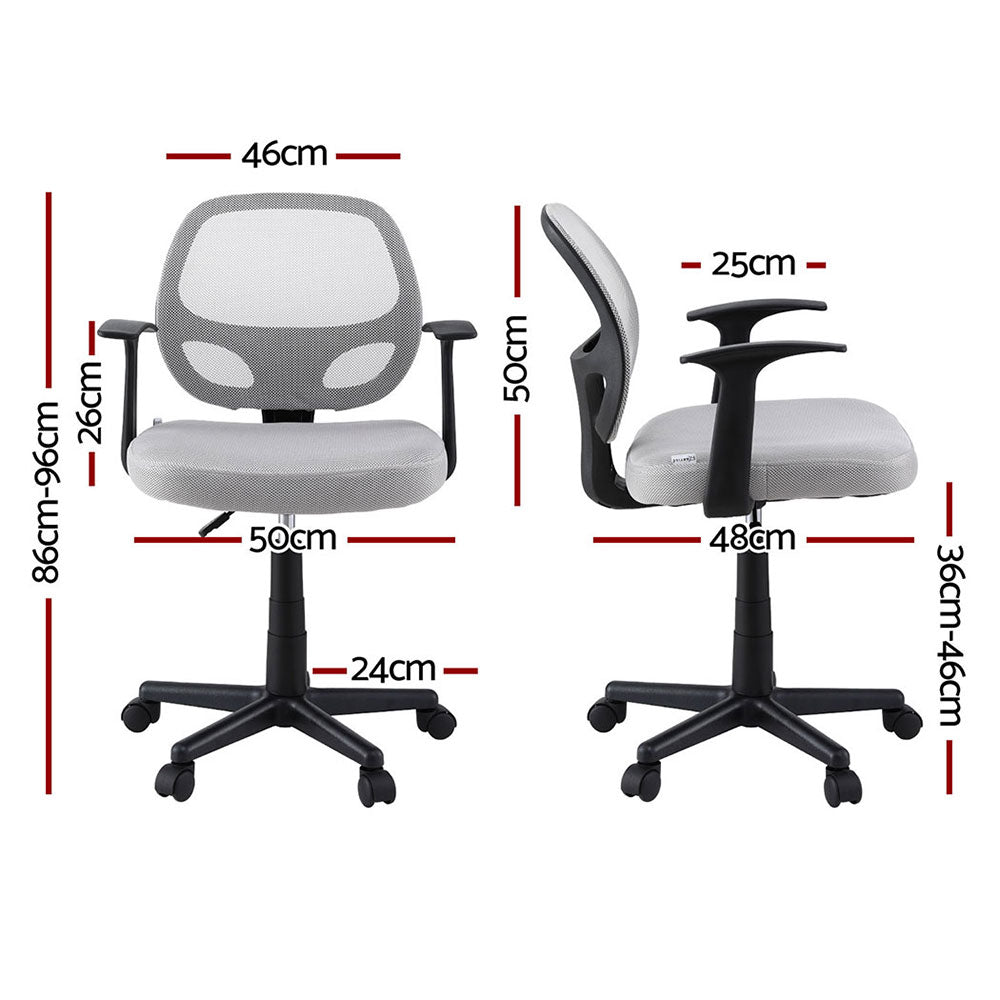 Artiss Mesh Office Chair Pair Mid Back Grey