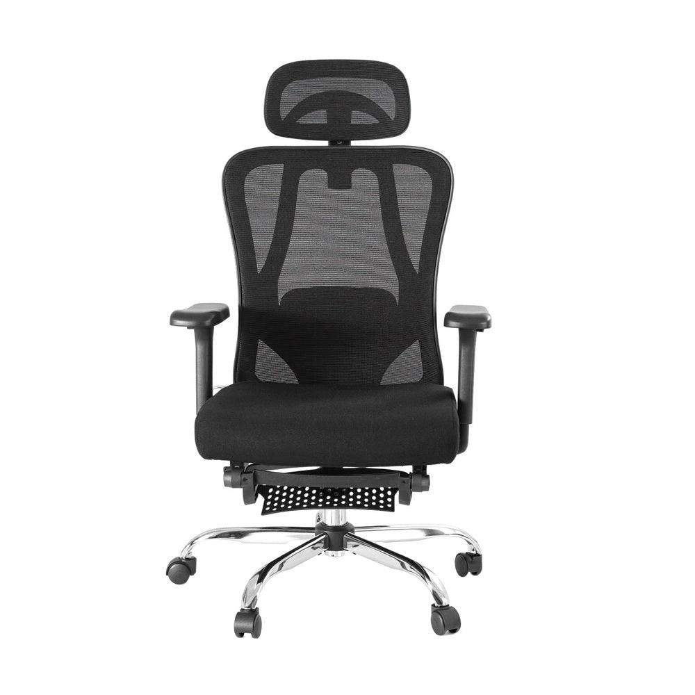 Ergonomic Mesh Office Chair Black Adjustable High-Back with Footrest