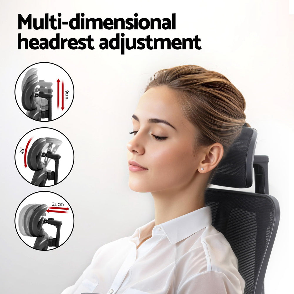 Ergonomic Mesh Office Chair Black Adjustable High-Back with Footrest