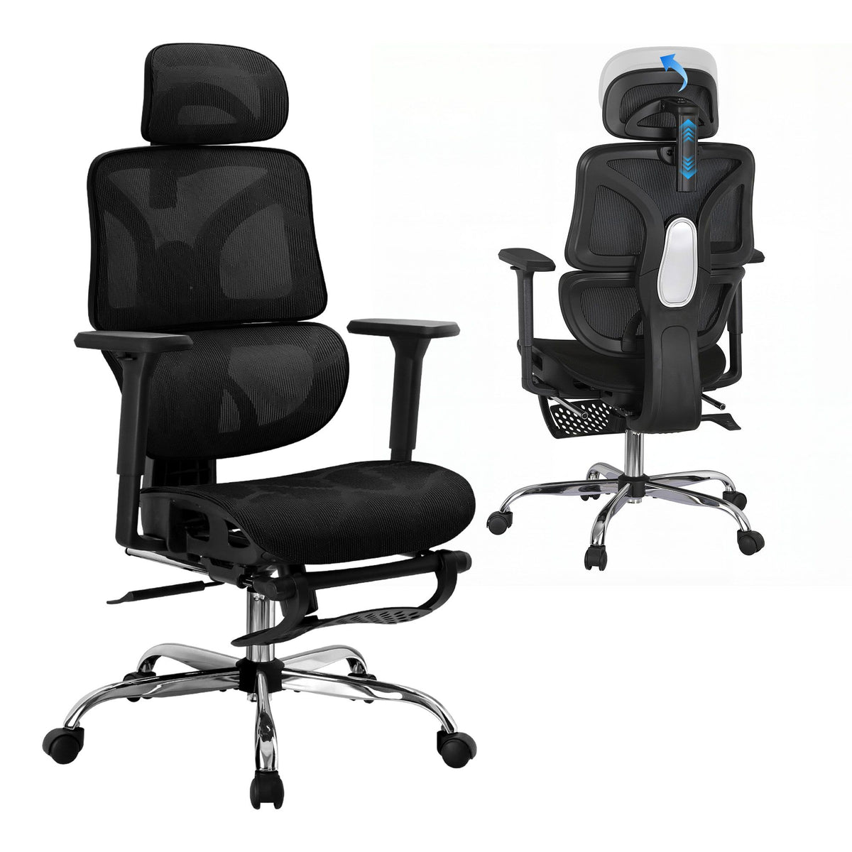 Artiss Ergonomic Office Chair with Retractable Footrest Black