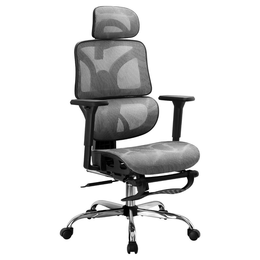 Artiss Ergonomic Office Chair Footrest Grey Mesh