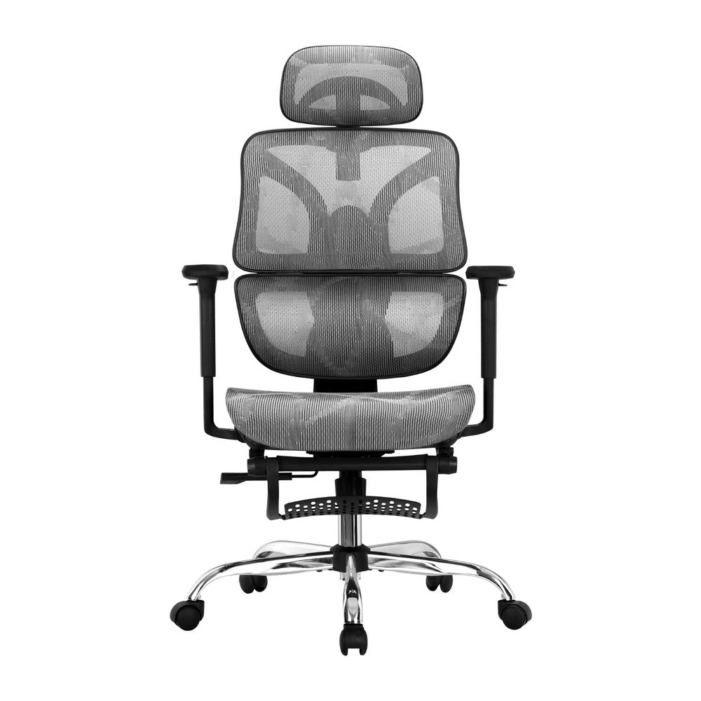 Artiss Ergonomic Office Chair Footrest Grey Mesh