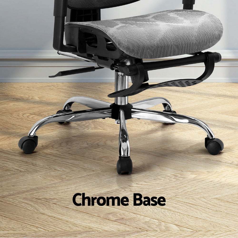 Artiss Ergonomic Office Chair Footrest Grey Mesh