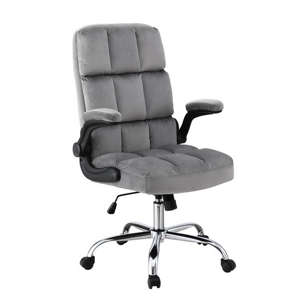 Velvet Racing Gaming Office Chair Grey Adjustable Armrests