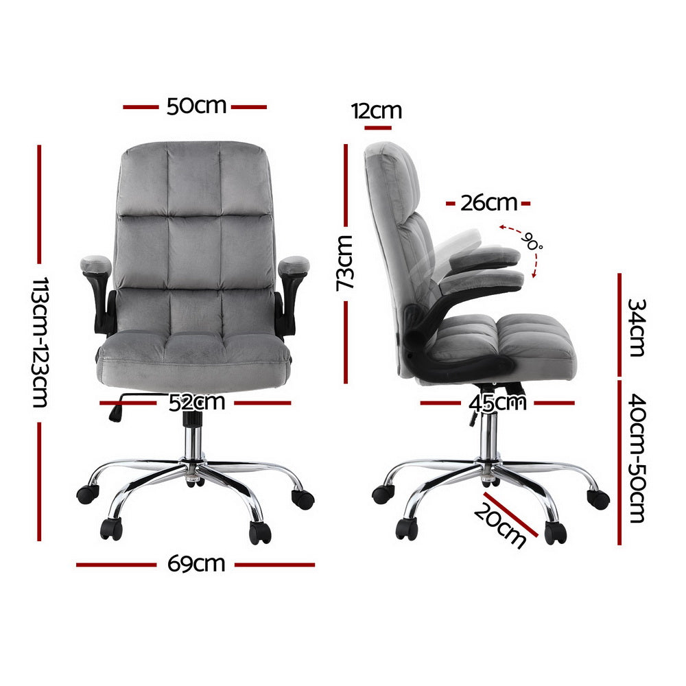 Velvet Racing Gaming Office Chair Grey Adjustable Armrests
