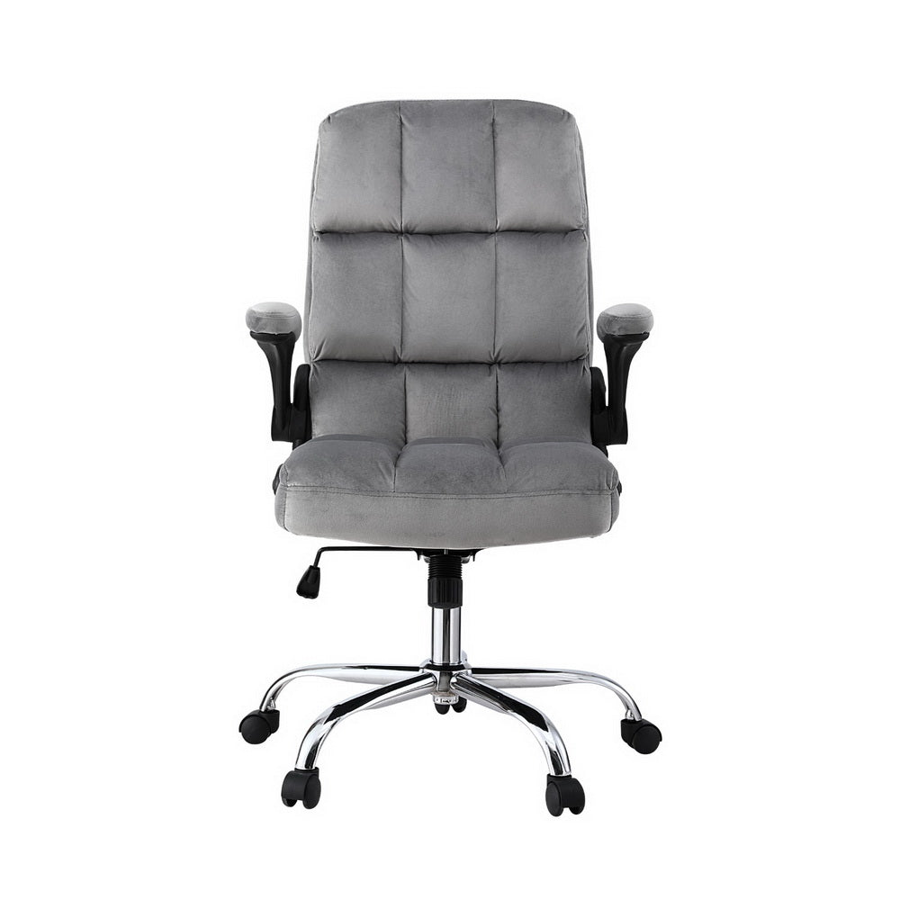Velvet Racing Gaming Office Chair Grey Adjustable Armrests