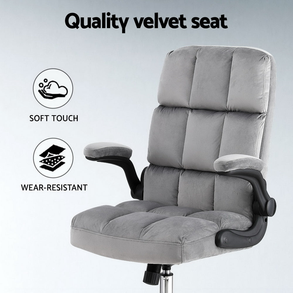 Velvet Racing Gaming Office Chair Grey Adjustable Armrests