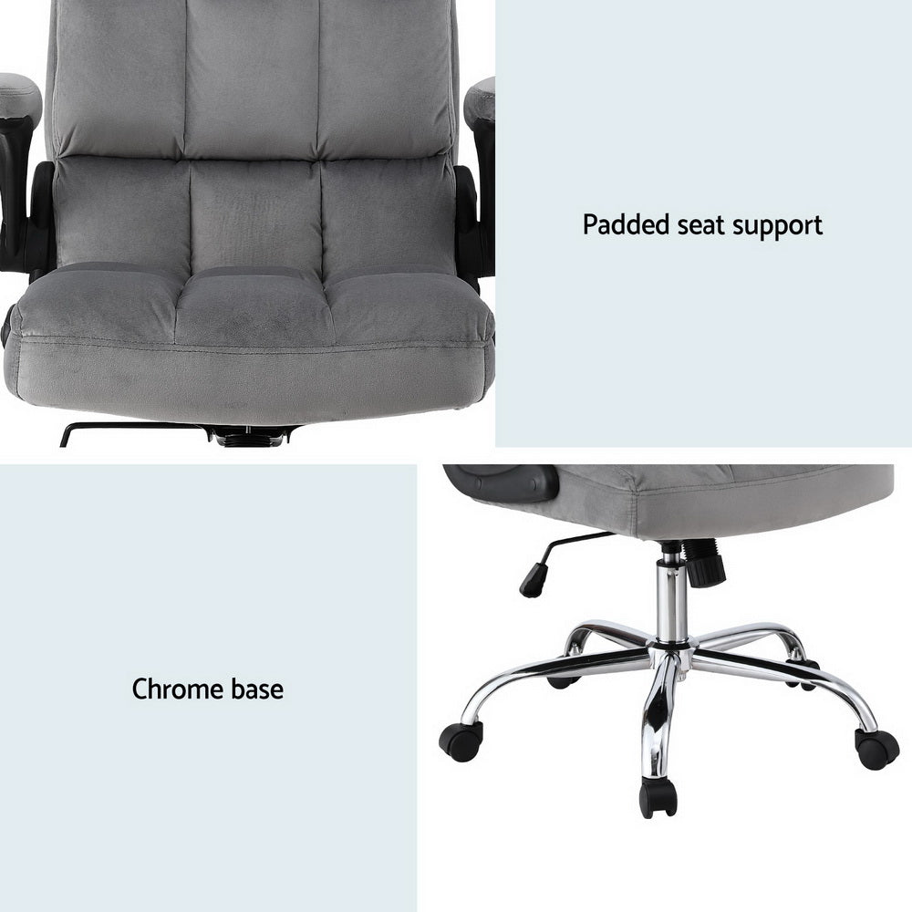 Velvet Racing Gaming Office Chair Grey Adjustable Armrests