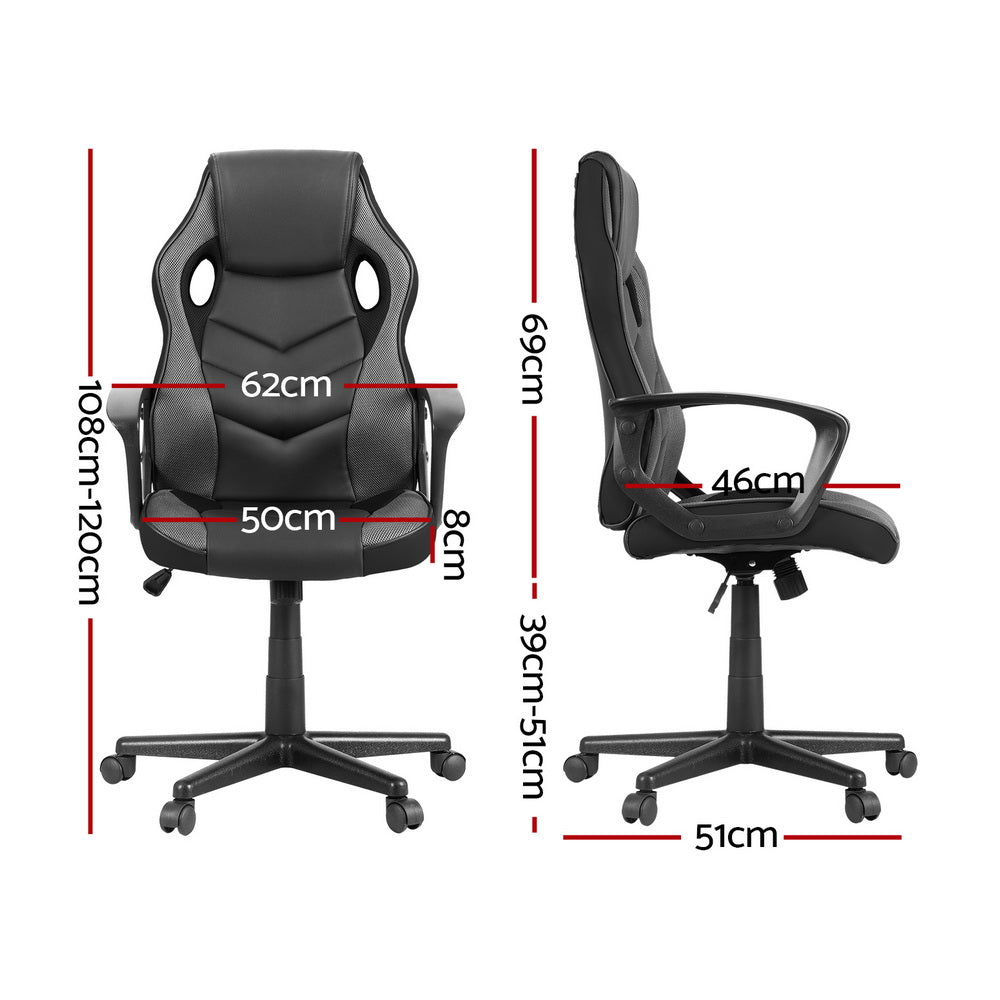 Artiss Gaming Office Chair PU Leather Mesh Grey