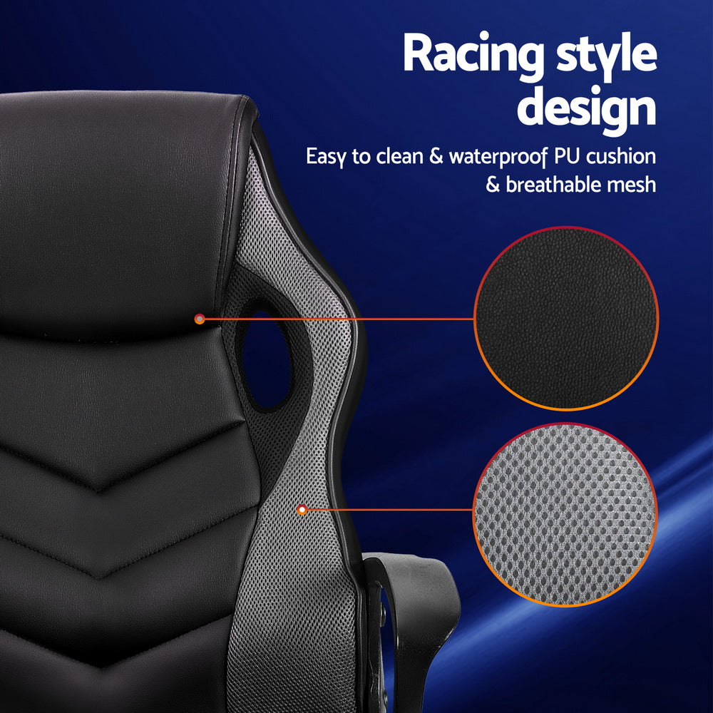 Artiss Gaming Office Chair PU Leather Mesh Grey