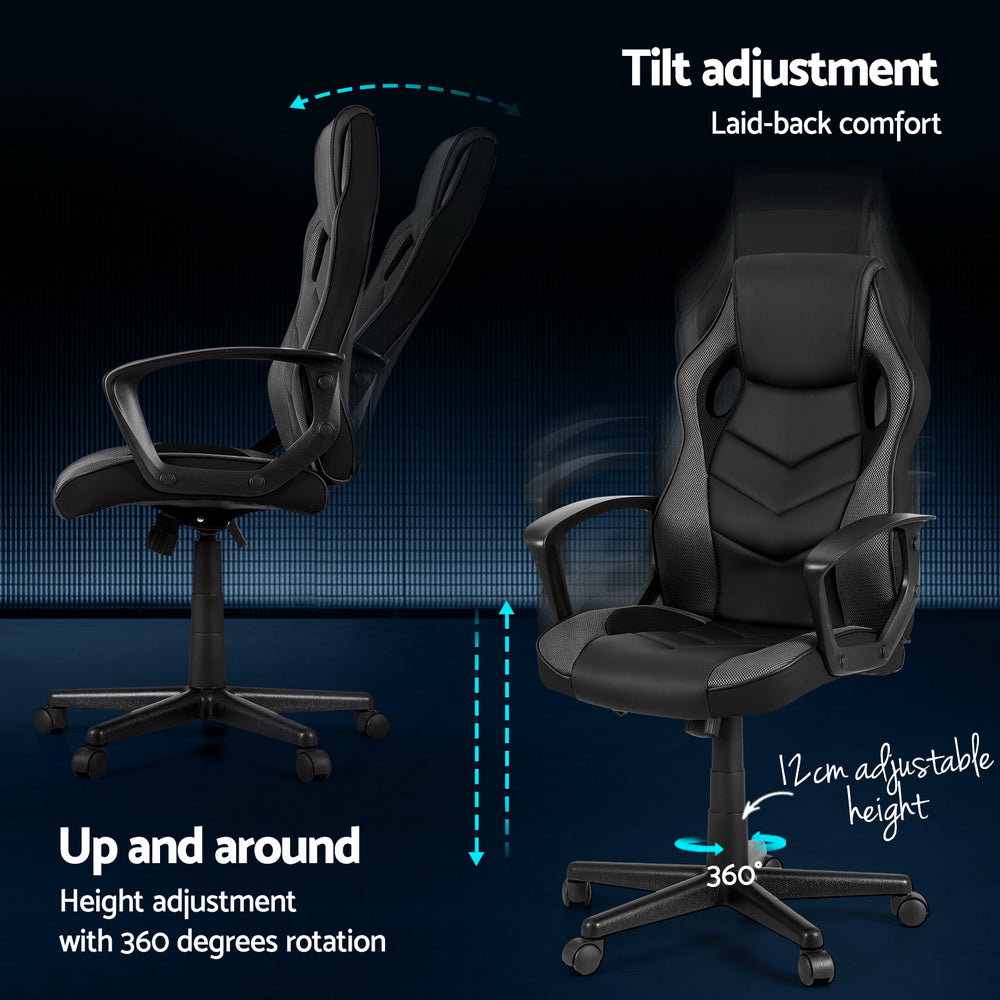 Artiss Gaming Office Chair PU Leather Mesh Grey