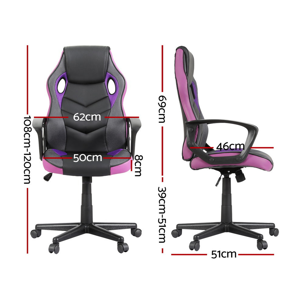 Artiss Purple Gaming Office Chair High-Back PU Mesh