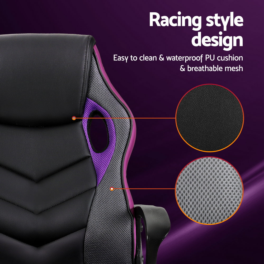 Artiss Purple Gaming Office Chair High-Back PU Mesh