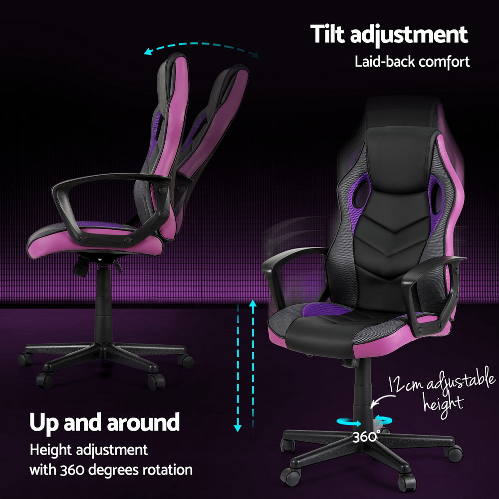 Artiss Purple Gaming Office Chair High-Back PU Mesh