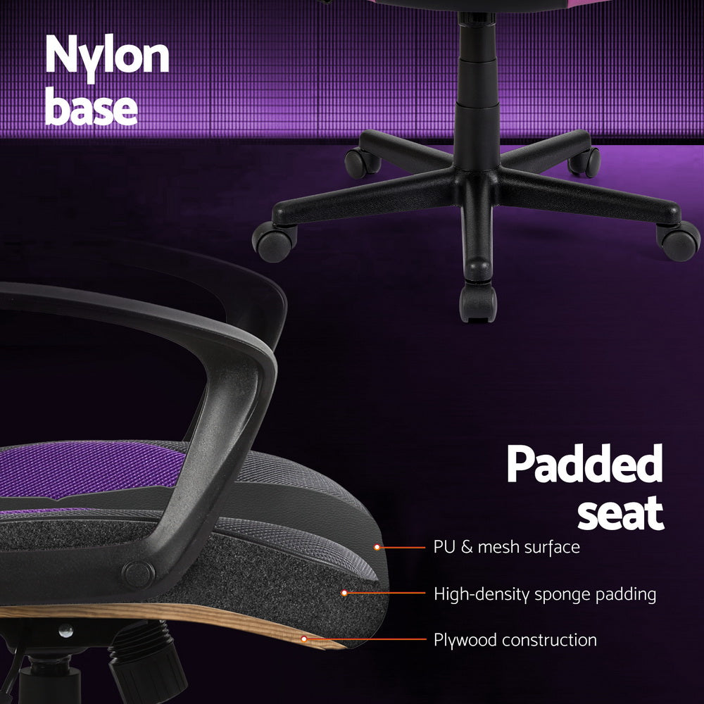 Artiss Purple Gaming Office Chair High-Back PU Mesh