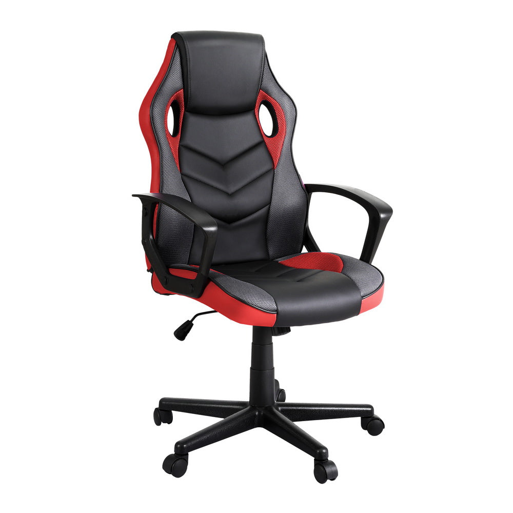 Artiss Gaming Office Chair Red PU Leather Mesh
