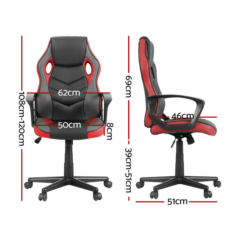 Artiss Gaming Office Chair Red PU Leather Mesh