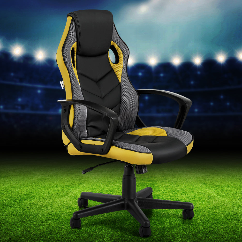 Artiss High-Back Gaming Office Chair Yellow Racing Style