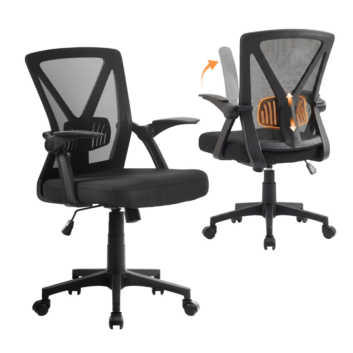 Nile Mid Back Mesh Office Chair with Adjustable Lumbar Support Black