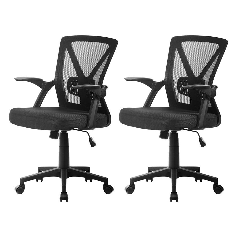 Nile 2x Mesh Office Chair Mid Back Black Two Pack