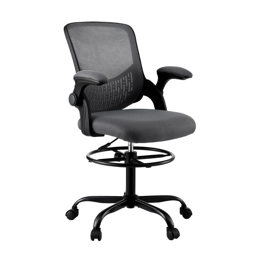 Artiss Drafting Office Chair with Mesh Back and Footrest, Grey