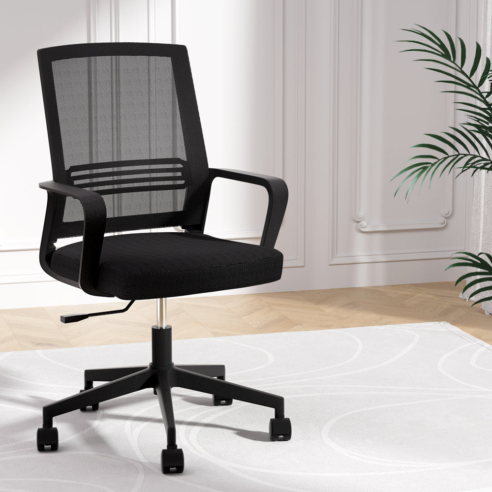 Artiss Mid-Back Mesh Office Chair Black