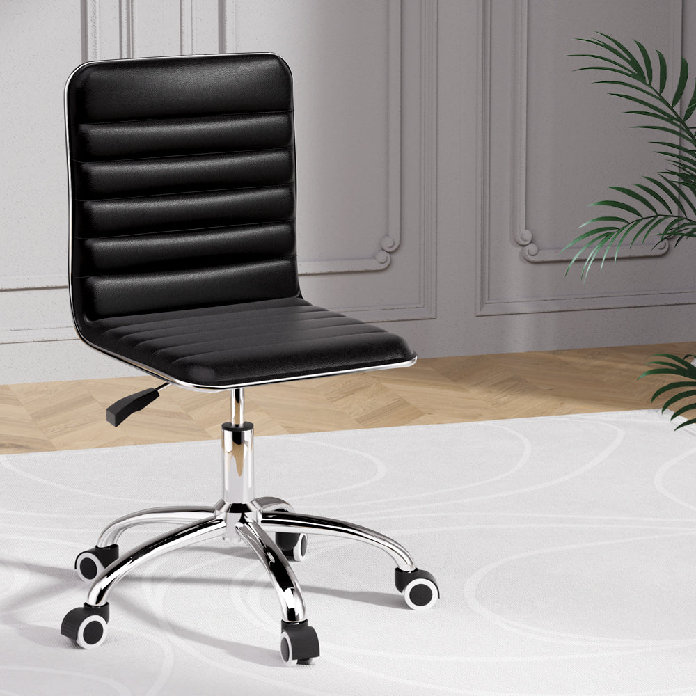 Artiss Low-Back Office Chair PU Leather Black