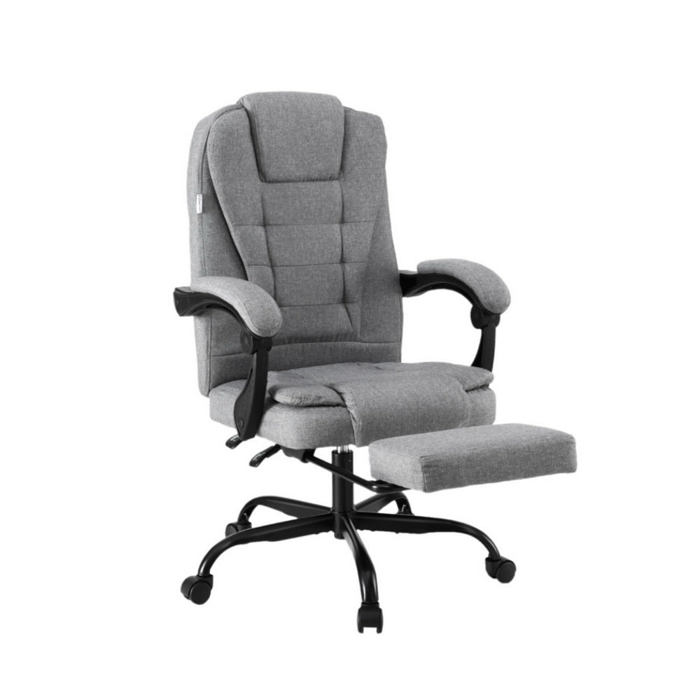 Executive Office Chair Fabric Seat Racing Style Grey