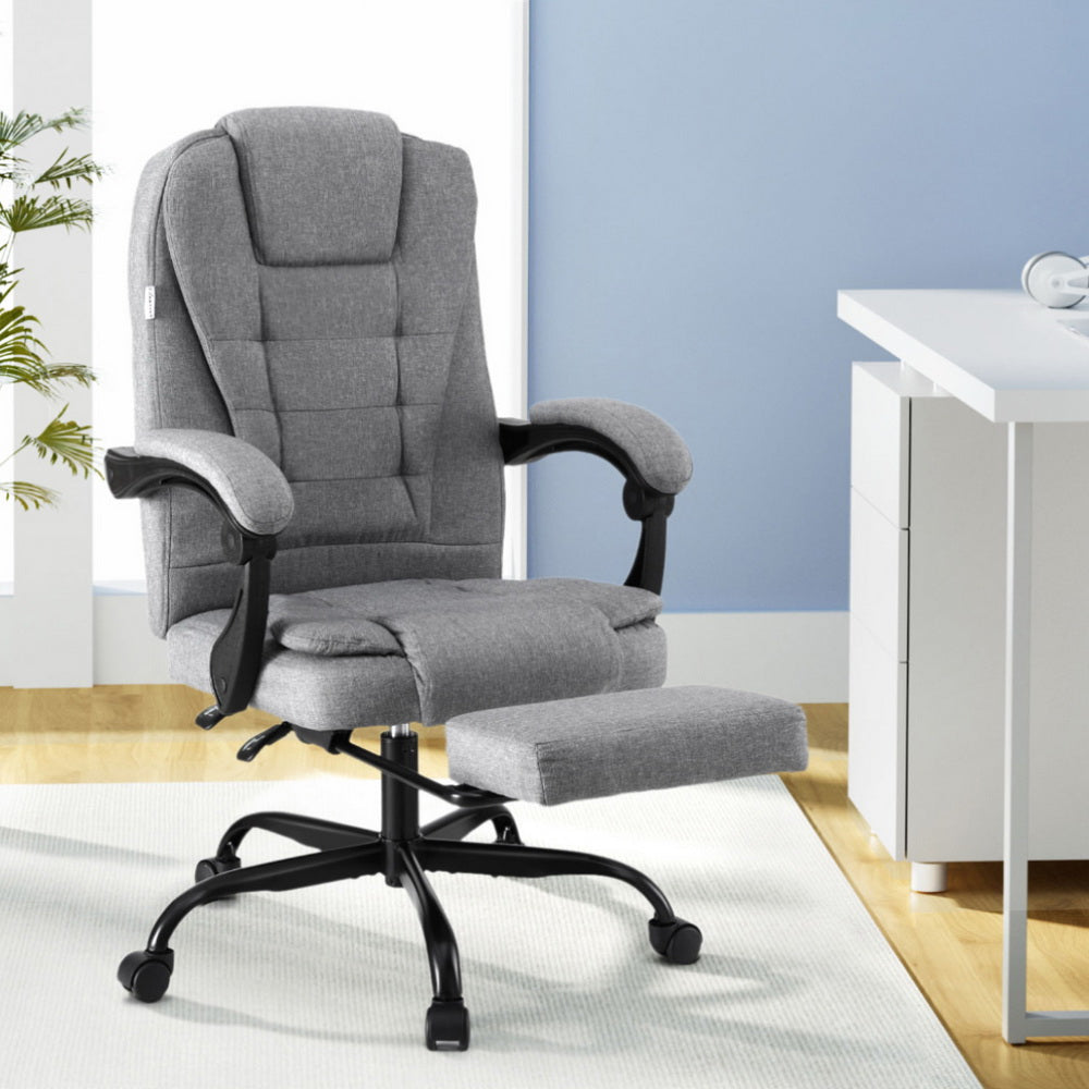 Executive Office Chair Fabric Seat Racing Style Grey
