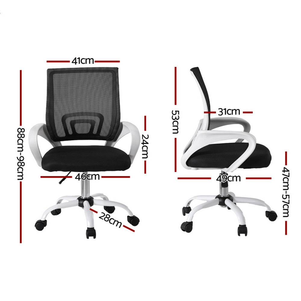 Artiss Mid-Back Mesh Office Chair Black/White Gaming/Study