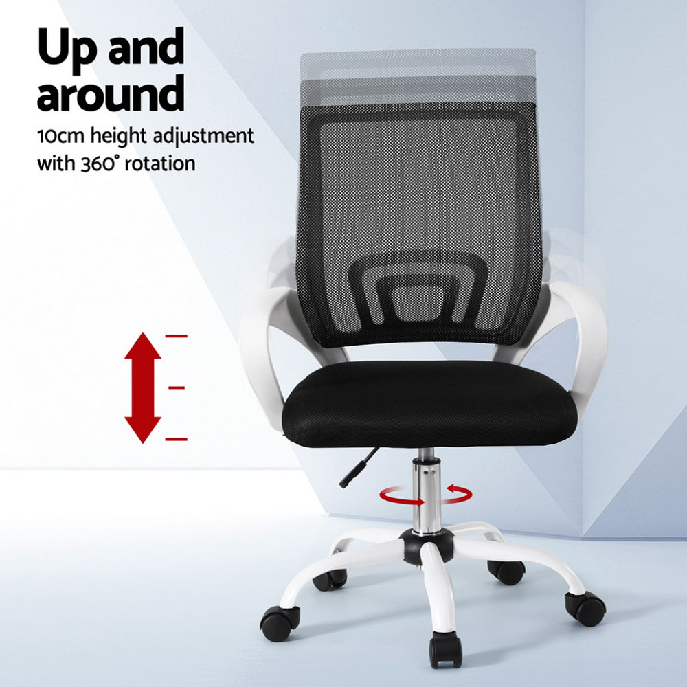 Artiss Mid-Back Mesh Office Chair Black/White Gaming/Study