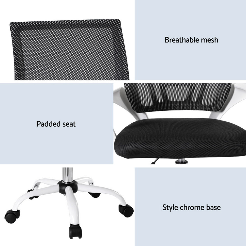 Artiss Mid-Back Mesh Office Chair Black/White Gaming/Study