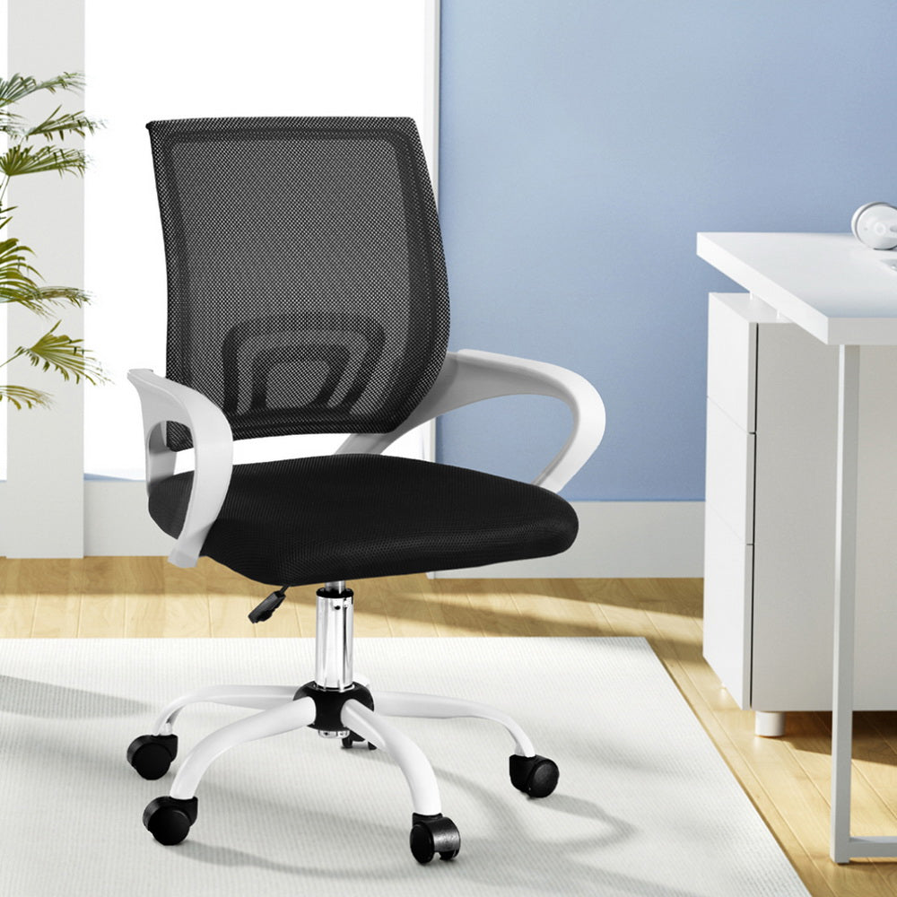Artiss Mid-Back Mesh Office Chair Black/White Gaming/Study
