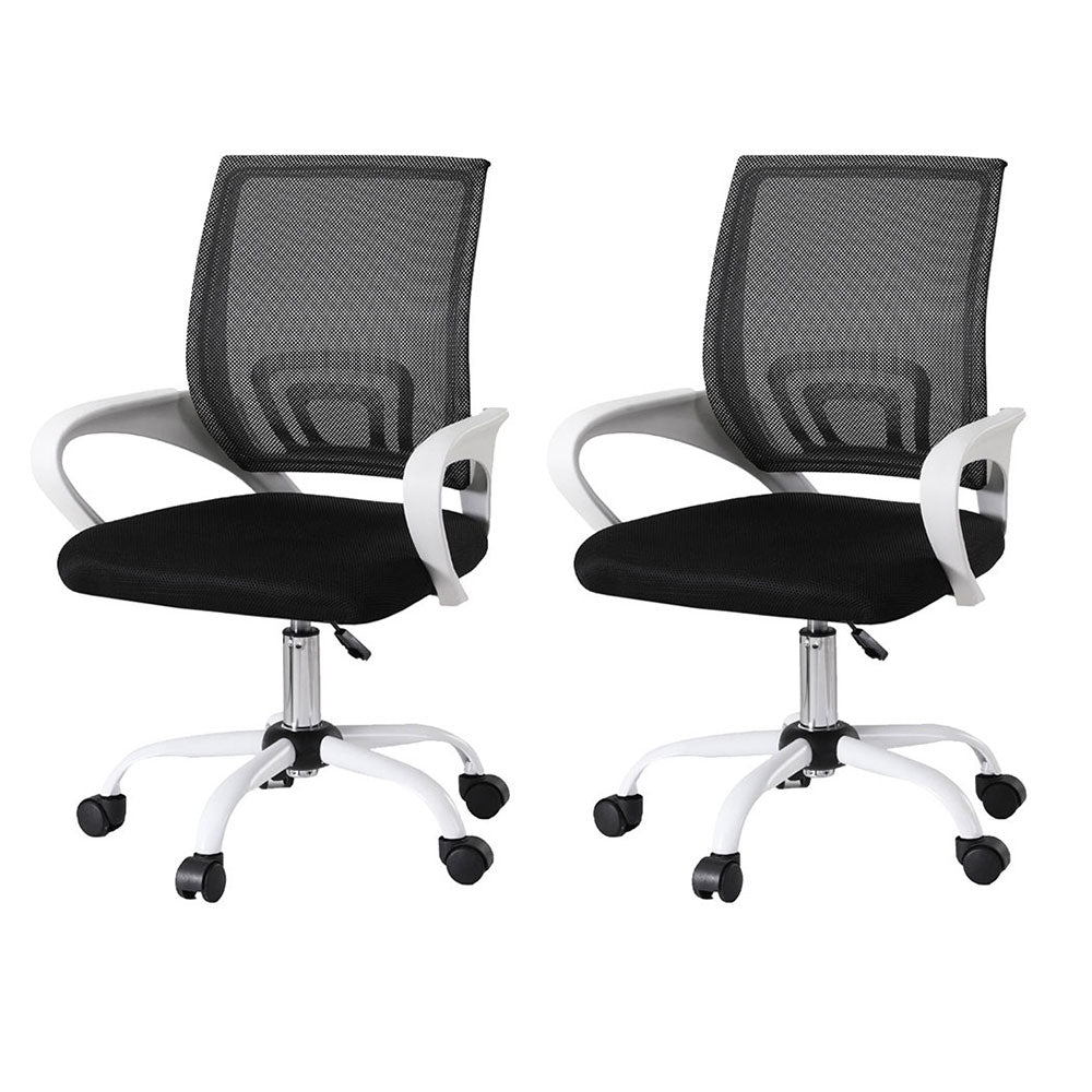Artiss Mesh Mid-Back Office Chairs 2-Pack Black/White Gaming Desk