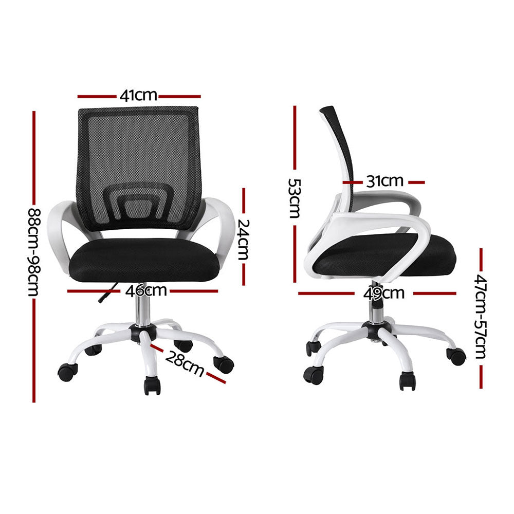 Artiss Mesh Mid-Back Office Chairs 2-Pack Black/White Gaming Desk