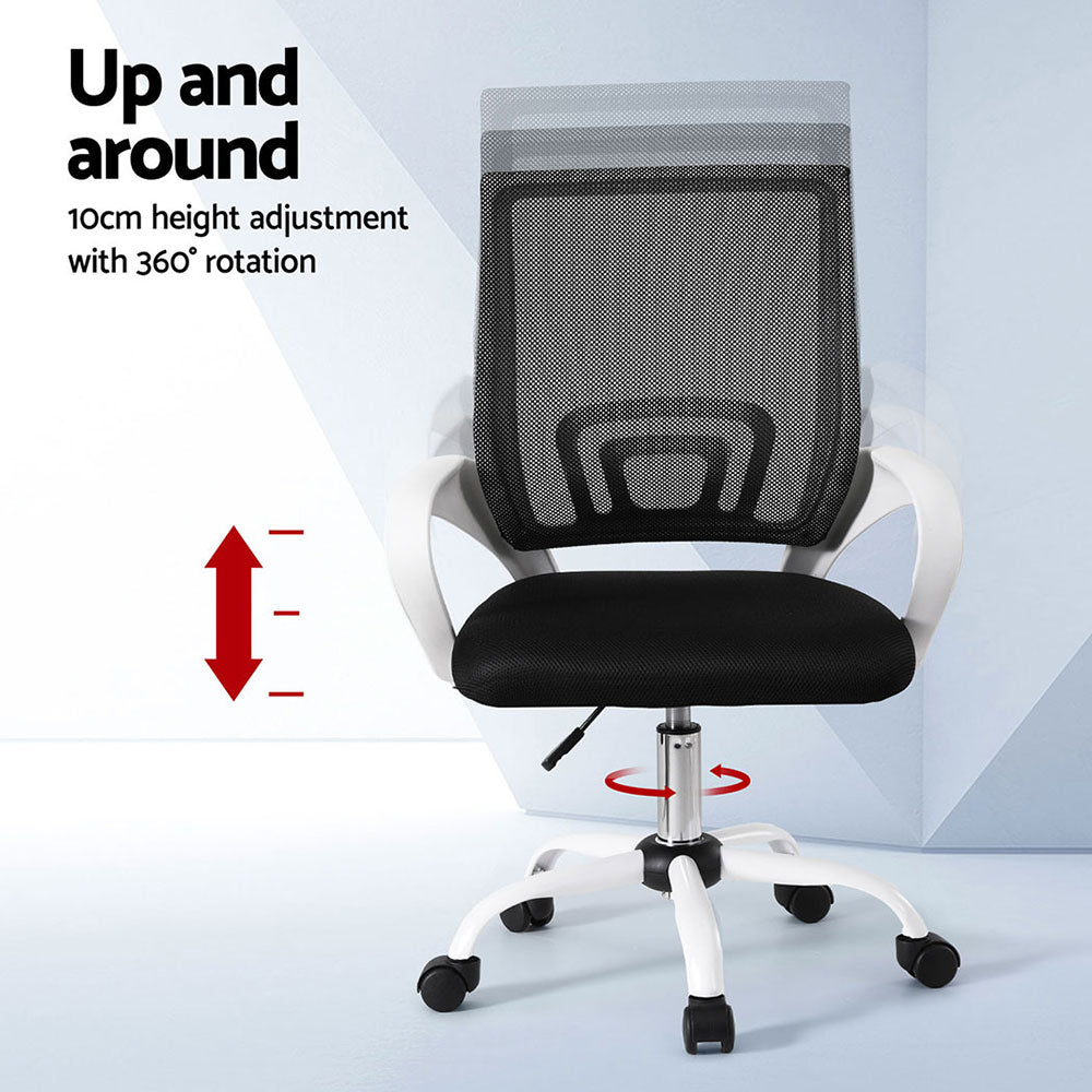 Artiss Mesh Mid-Back Office Chairs 2-Pack Black/White Gaming Desk