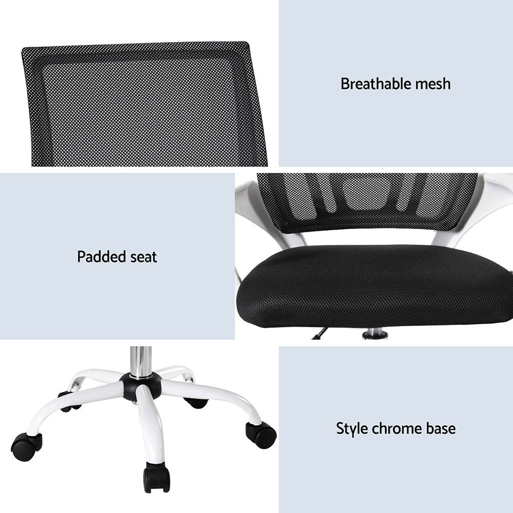 Artiss Mesh Mid-Back Office Chairs 2-Pack Black/White Gaming Desk